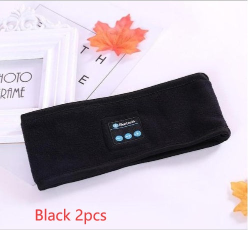 Black Bluetooth headband set with built-in control panel
