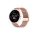 Smartwatch with pink case and beige mesh strap
