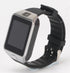 Smart watch with phone screen, silver case, black silicone strap with buckle