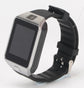 Smart watch with phone screen, silver case, black silicone strap with buckle