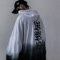 Gradient hoodie with hood and kangaroo pocket, back graphic text with large “9”.