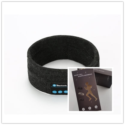 Dark gray Bluetooth headband with control panel and included product card