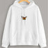 Butterfly-embroidered white hoodie with kangaroo pocket and drawstring hood