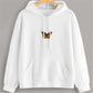 Butterfly-embroidered white hoodie with kangaroo pocket and drawstring hood