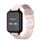 Pink smart sports watch with square screen and power off prompt, YES/NO buttons