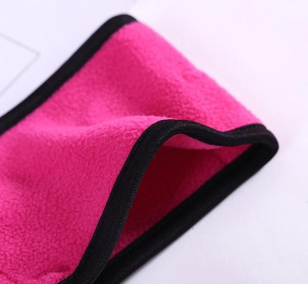 Hot pink Bluetooth headband close-up with black trim