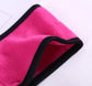 Hot pink Bluetooth headband close-up with black trim