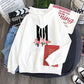 White youth hoodie with heart-flower garland graphic, hood and front kangaroo pocket