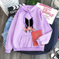 Purple youth hoodie with heart-flower garland graphic, drawstring hood and kangaroo pocket