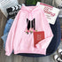 Pink youth hoodie with heart-flower garland graphic, drawstring hood and front pocket