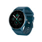 PulseMate Pro smartwatch with blue silicone strap, round face with activity dials