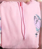 Pink prayer hands hoodie with drawstring hood, kangaroo pocket, printed prayer-hands graphic