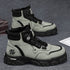Men’s high-top casual shoes in light gray/white with black laces and chunky tread
