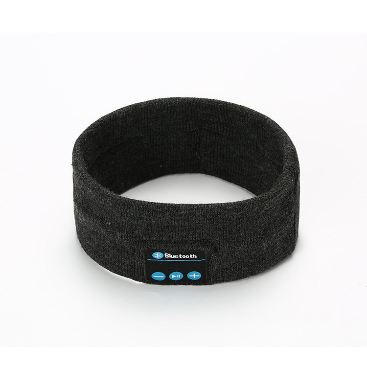 Dark gray Bluetooth headband with built-in control panel on front
