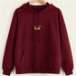 Butterfly-embroidered burgundy hoodie with kangaroo pocket and drawstring hood