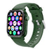 Smartwatch with green silicone band plus extra straps in black and light blue