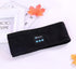 Black Bluetooth headband with blue button control panel