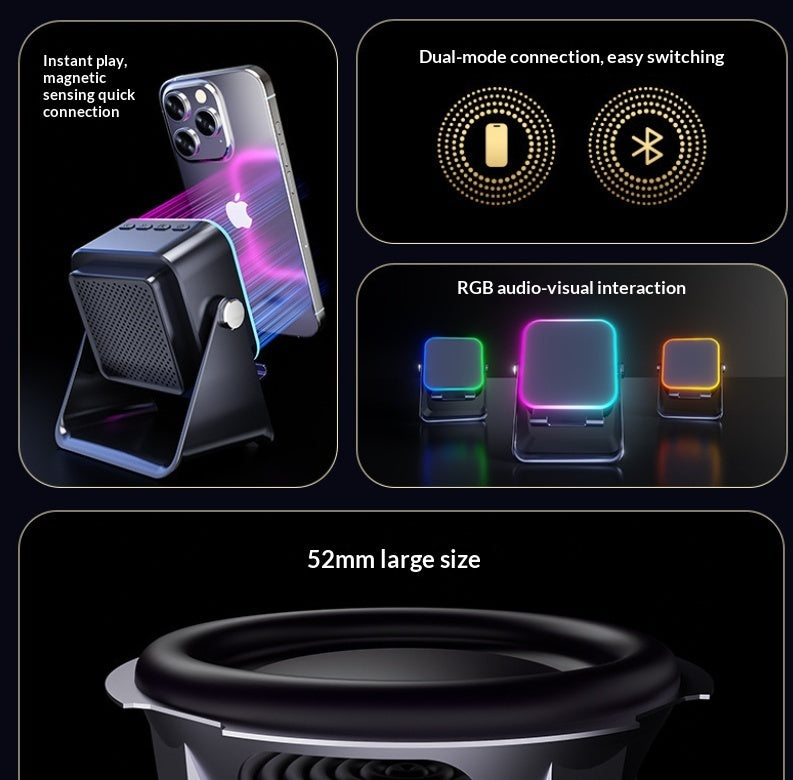 Wireless phone stand speaker with built-in Bluetooth and RGB accent lights