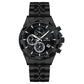 Luminous six-hand chronograph watch with black dial and black metal bracelet