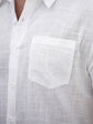 White cotton short-sleeve shirt chest pocket with button placket detail