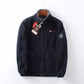 Fleece-lined polar fleece jacket, navy with zip-front and stand collar
