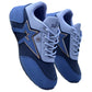 Leather waterproof sneakers in navy with light blue trim, lace-up with star logo