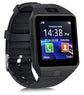 Smart watch with time display, black case and black textured silicone strap