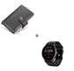 PulseMate Pro smartwatch with black silicone strap and dark coffee wallet accessory