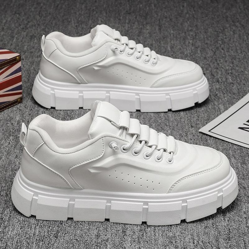 Off-white lace-up chunky-sole sneakers with perforated toe and stitched side panels