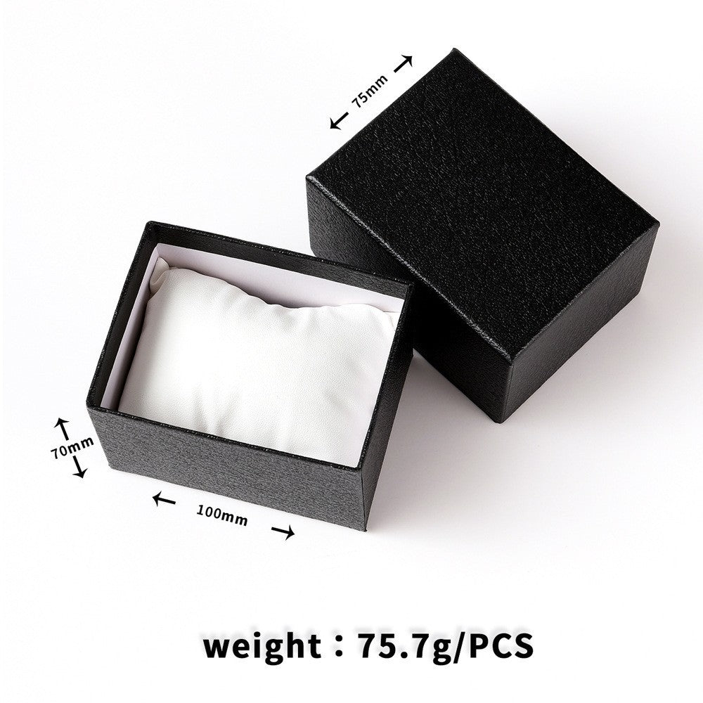 Minimalist quartz watch set box, black lid and base with white insert