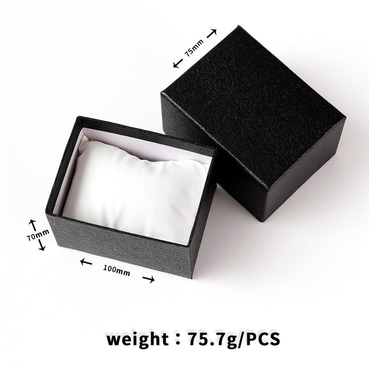 Minimalist quartz watch set box, black lid and base with white insert