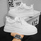 White height-increasing sneakers, lace-up design with textured paneling and cushioned collar