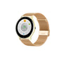 Smartwatch with gold mesh strap and black bezel