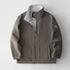 Fleece-lined polar fleece jacket, taupe with white lining and zip-front