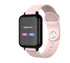 Pink smart sports watch with square screen showing power off prompt, YES/NO buttons