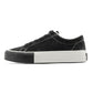 Black low-top sneaker side profile with lace-up and white contrast midsole