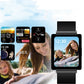 Black smartwatch with screen showing 12:30 time and black silicone strap