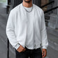 White textured zip-up coat with stand collar and ribbed quilt pattern