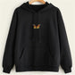 Butterfly-embroidered black hoodie with kangaroo pocket and drawstring hood