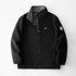 Fleece-lined polar fleece jacket, black with zip-front and stand collar