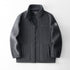 Fleece-lined polar fleece jacket, charcoal gray with zip-front and stand collar