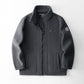 Fleece-lined polar fleece jacket, charcoal gray with zip-front and stand collar