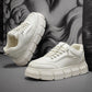 Off-white lace-up chunky-sole sneakers, side view, visible laces and thick tread sole