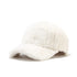 Plush fleece baseball cap with rabbit-fur look, white, curved brim in side profile
