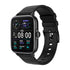 Waterproof smartwatch with black strap, black case, 08:00 and steps dashboard on display