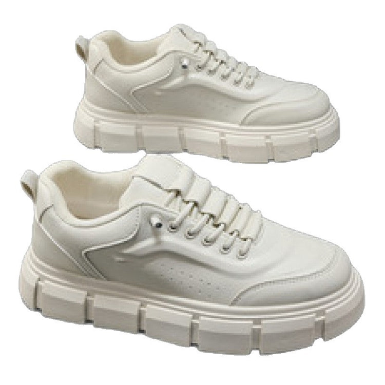 Off-white lace-up chunky-sole sneakers, side profile view, padded collar and perforated toe