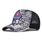 Graffiti baseball cap with white/gray crown, black mesh side, and New Cap patch