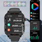 Sports smartwatch with black silicone strap showing sport stats on dark screen