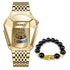 Gold-tone smartwatch with gold digital face and black bead Pixiu charm bracelet
