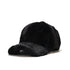 Plush fleece baseball cap with rabbit-fur look, black, curved brim in side profile